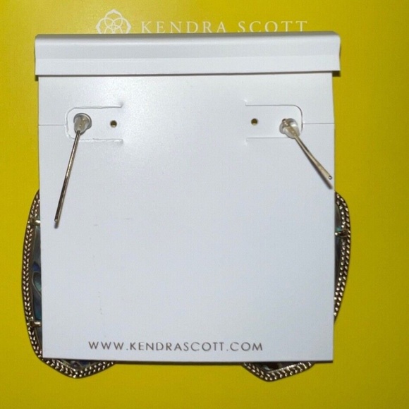 Kendra Scott Deva Drusy Abalone Shell Earrings Drop Statement Gold Tone NEW RARE - Picture 6 of 8